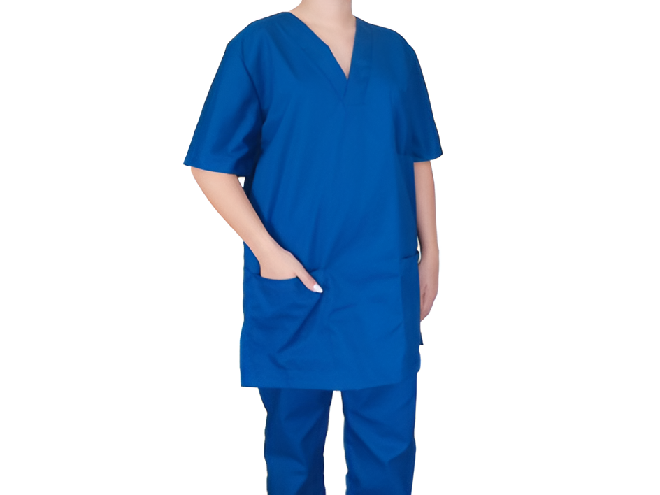Bata decote em V cor azul Bata decote em V cor azul - Lares de Idosos e Clinicas