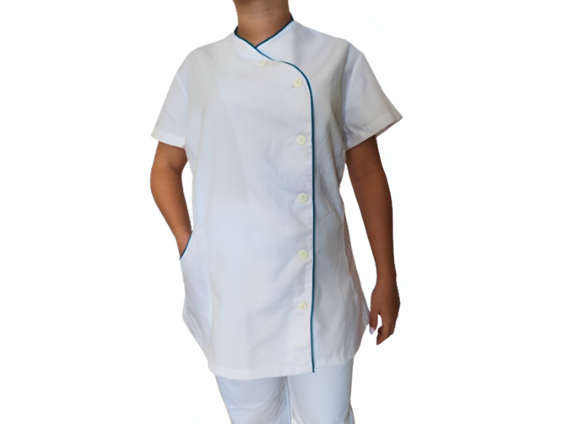 Bata clássica branca com vivo azul Bata clássica branca com vivo azul - Lares de Idosos e Clinicas