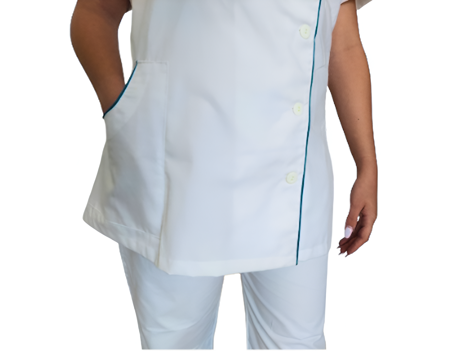 Bata clássica branca com vivo azul Bata clássica branca com vivo azul - Lares de Idosos e Clinicas