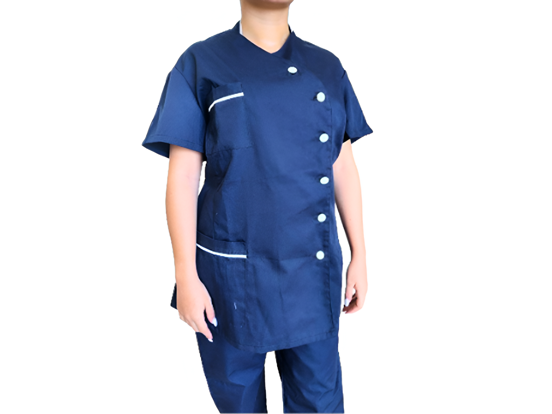 Bata clássica cor azul escura com bolso quadrado Bata clássica cor azul escura com bolso quadrado - Lares de Idosos e Clinicas